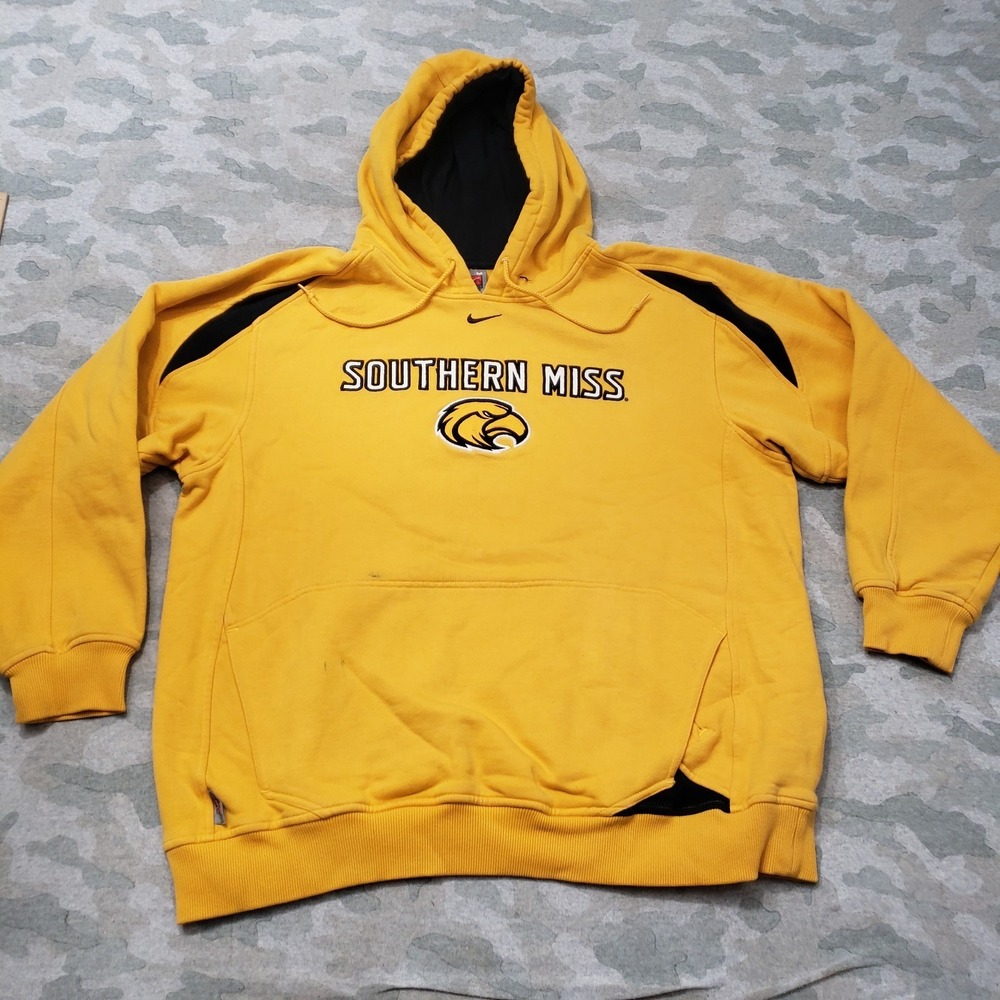 VTG Southern‎ Miss Golden Eagle Sweatshirt Men Medium Yellow Nike Embroidered